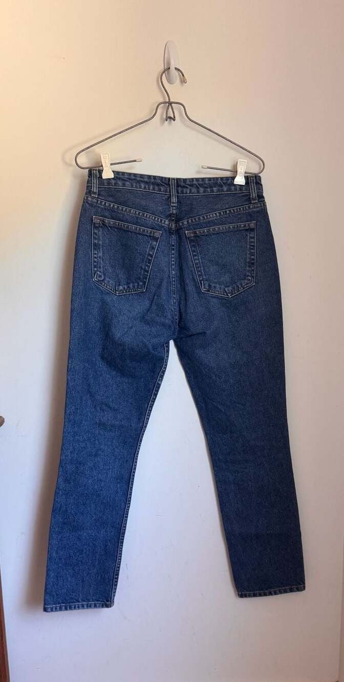 Reformation Winona Mid Rise Button Fly Straight Leg Jeans in Baltic Wash - Picture 4 of 6
